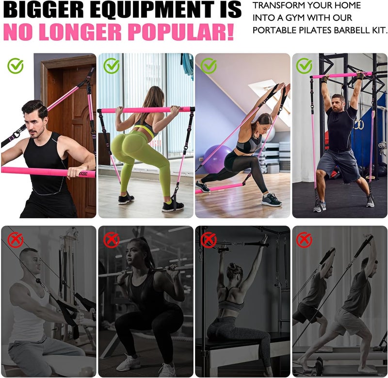 KUTIZE Pilates Bar Kit with Resistance Bands, Pilates Equipment, Multifunctional Pilates Bar for Women & Men, Pilates kit for Hip, Back, Arm, Full-Body Workouts, Home Gym Strength Training Equipment - Image 5